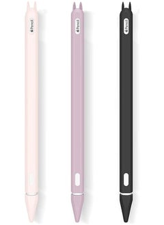Garlo 3 Pack Silicone Case for Apple Pencil 2nd Generation Holder Sleeve Skin Cover Accessories for iPad Pro  ,Cute Soft Grip Pouch Cap Holder and 3 Protective Nib Covers-Purple,Pink,Black  - Image 1