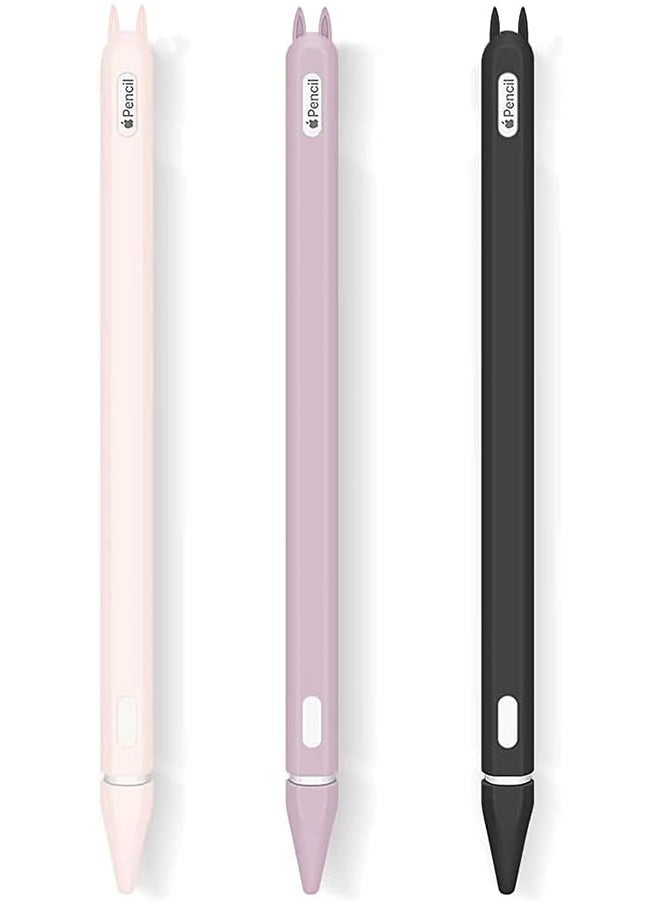 Garlo - 3 Pack Silicone Case for Apple Pencil 2nd Generation Holder Sleeve Skin Cover Accessories for iPad Pro  ,Cute Soft Grip Pouch Cap Holder and 3 Protective Nib Covers-Purple,Pink,Black - Image 1
