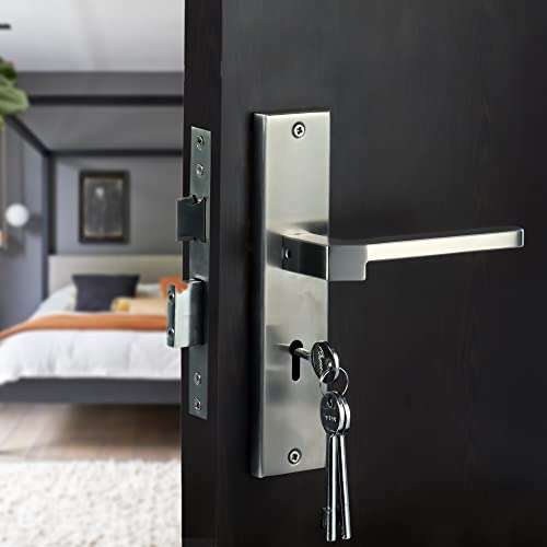 CRUST Premium 8 Inch Key Plate Mortise Door Lock Handle Set with Brass Lock Body with 3 Keys (Amity) - Image 2