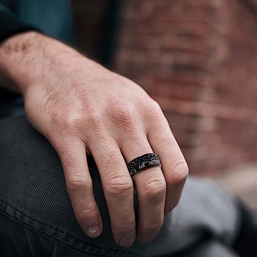 Besteel 16Pcs Stainless Steel Fidget Rings for Men Women Stress Anxiety Relief Rings Black Cool Chain Band Spinner Ring Set for Wedding Promise Mens Rings Pack - Image 5