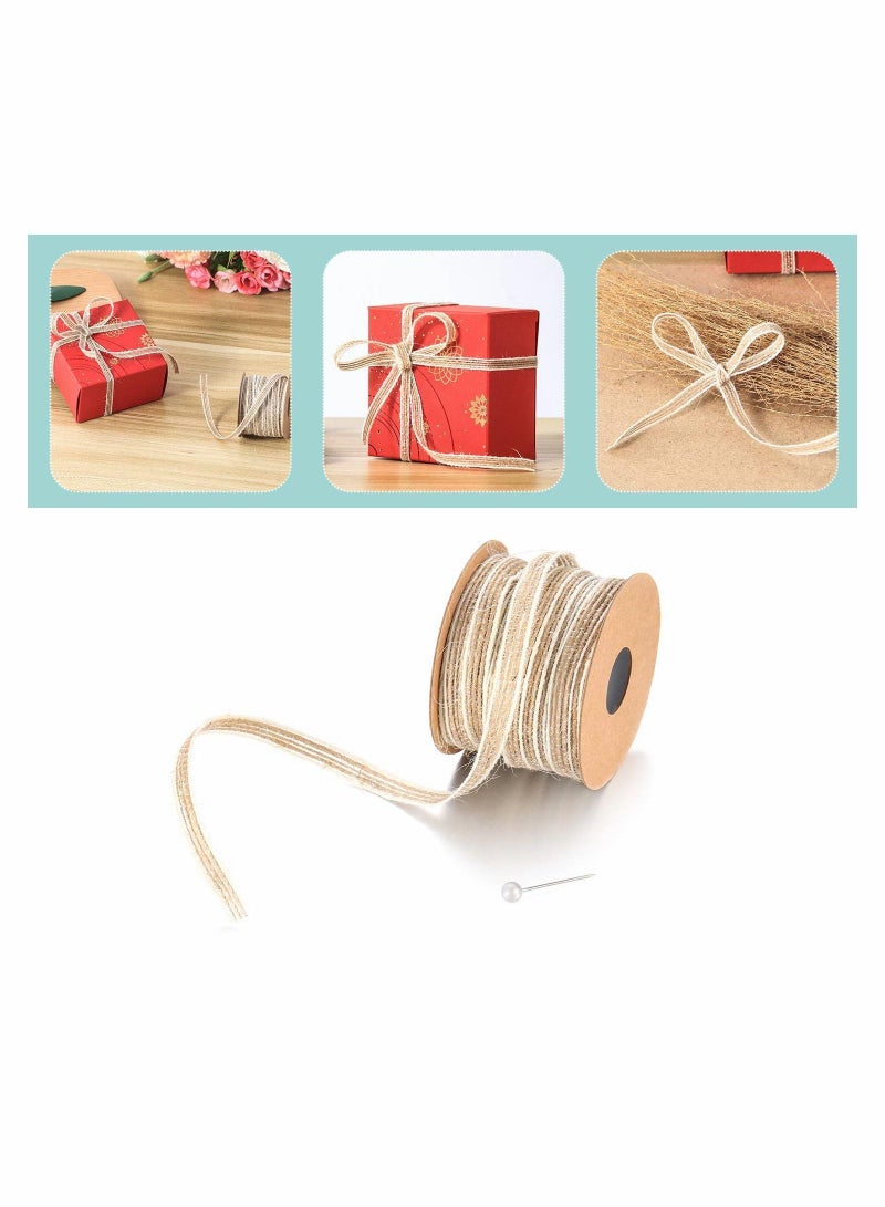 Y&D Jute Hessian Ribbon, Natural Burlap Ribbon Bundle, for DIY Crafts Gift Packaging Wedding Decoration 4 Rolls - Image 5