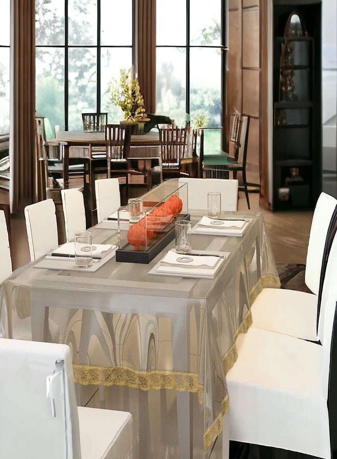 Mopak Decor غطاء طاولة موباك ديكور ثلاثي الأبعاد كبير الحجم لستة أشخاص 60 * 90 غطاء طاولة مطبوع عليه دانتيل (دانتيل ذهبي) - Image 1