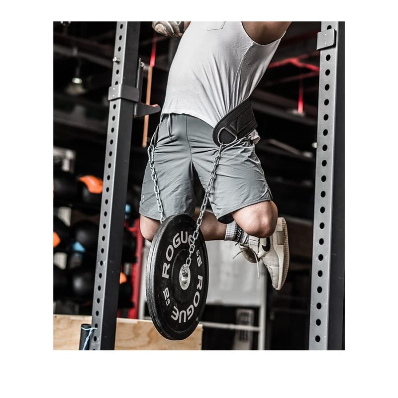 SOLARAE حزام رفع الأثقال، حزام لياقة بدنية مع سلسلة لحمل الأثقال لدعم النيوبرين لحزام سحب الوزن مع سلسلة فولاذية ثقيلة للرجال لتدريب الوزن الإضافي، القرفصاء، الرفعة المميتة، كمال الأجسام - Image 5