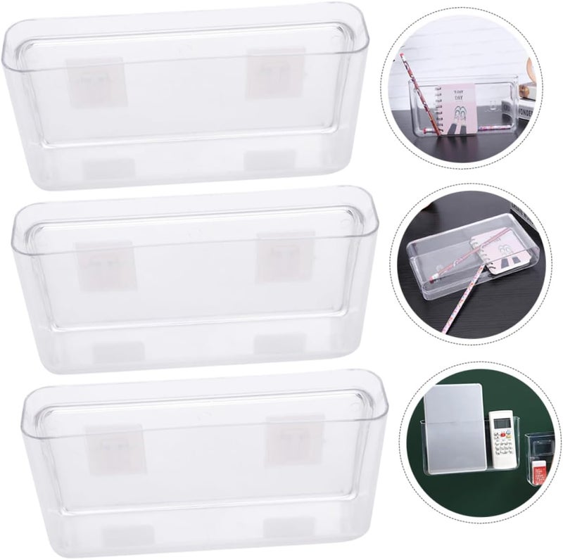 3pcs Wall-mounted Phone Holder Punch Storage Box for Remote Controllers Phone Adhesive Wall Organizer for Home Office Lightweight Design for Easy Installation - Image 4