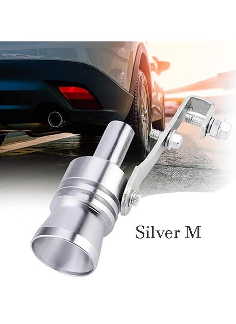 Turbo Sound Whistle Simulators, 4 Inches x 0.9 Inches Exhaust Pipe Roar Makers, Automobile Modification Accessories, Universal for Most Cars, Trucks and Vans (Silver M)