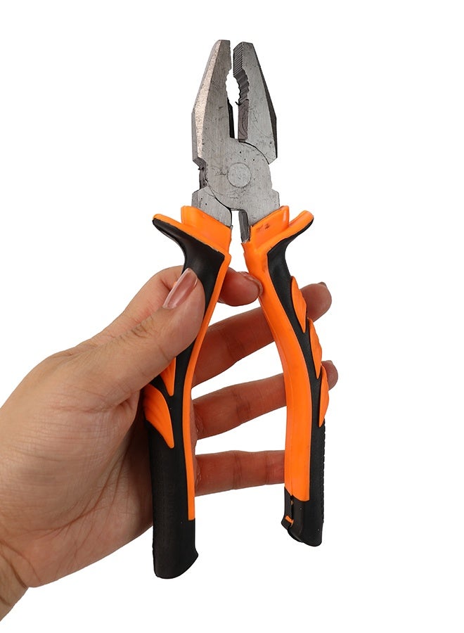LAWAZIM Rubber Handle Combination Plier - 8inch Orange and Black - Lineman Plier with Gripping, Twisting, Bending & Cutting Functions - Ideal for Electrical Work, Construction, and Household Repairs - Image 2