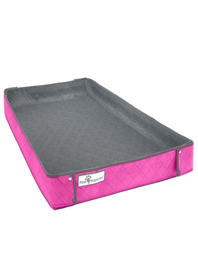 Paw Inspired Critter Box Washable Cage Liner, Reversible Fleece Bedding with Raised Sides for Guinea Pigs and Other Small Animals (C&C 2x4 (14" Grids), Gray/Pink) - Image 1