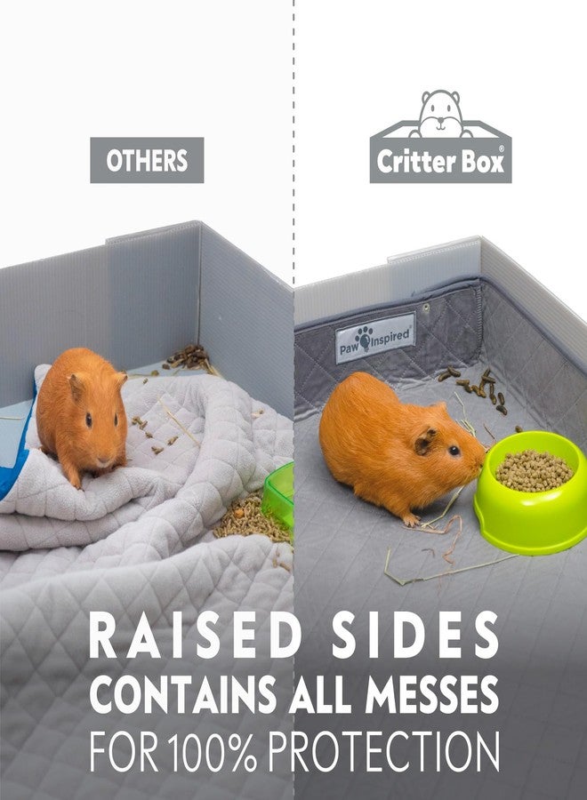 Paw Inspired Critter Box Washable Cage Liner, Reversible Fleece Bedding with Raised Sides for Guinea Pigs and Other Small Animals (C&C 2x4 (14" Grids), Gray/Pink) - Image 2
