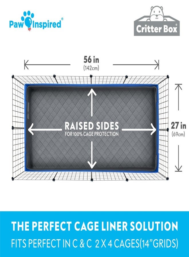 Paw Inspired Critter Box Washable Cage Liner, Reversible Fleece Bedding with Raised Sides for Guinea Pigs and Other Small Animals (C&C 2x4 (14" Grids), Gray/Pink) - Image 3