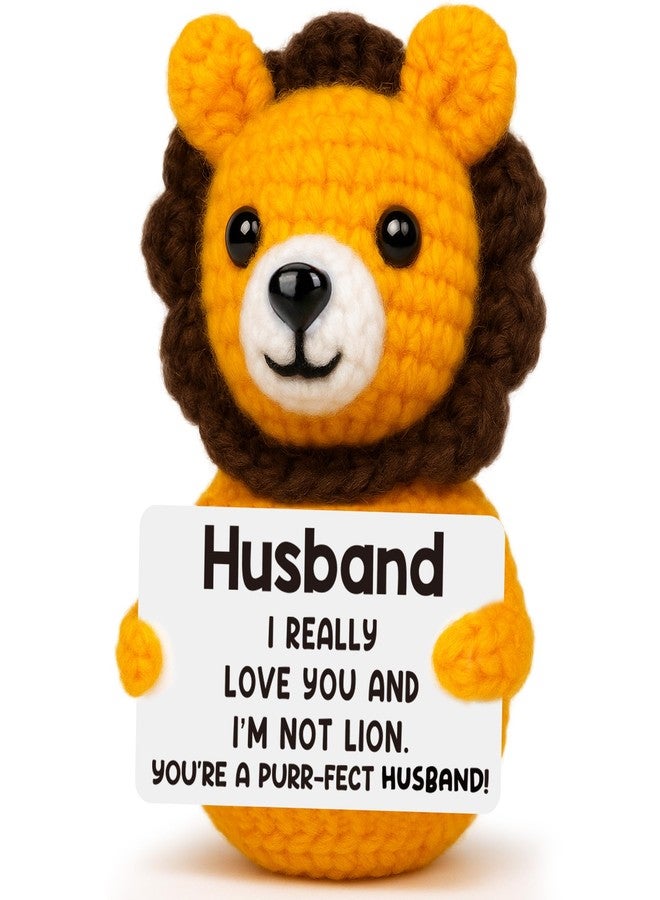 BdayPtion Fathers Day Husband's Gift from Wife, Birthday Anniversary Husband's Gift for Men Him, I Love You Gifts Husband Fathers Day Romantic Gifts, Funny Handmade Crochet Lion Husband's Present - Image 1