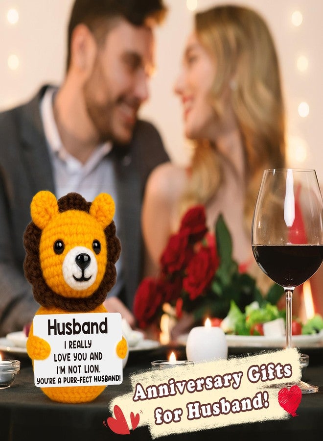 BdayPtion Fathers Day Husband's Gift from Wife, Birthday Anniversary Husband's Gift for Men Him, I Love You Gifts Husband Fathers Day Romantic Gifts, Funny Handmade Crochet Lion Husband's Present - Image 2