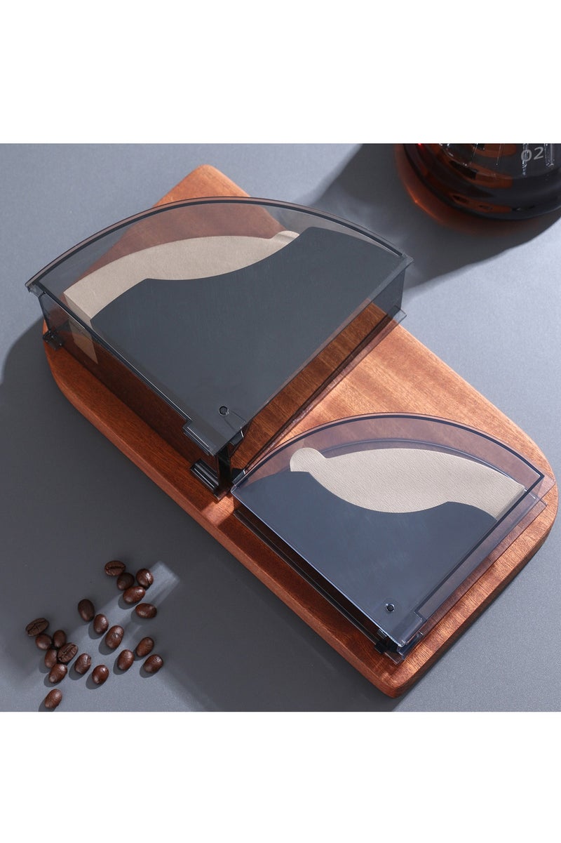 Bamboo Coffee Filter Paper Holder V60 Size 01 and 02, Filter Paper Container Stand Capacity of 70/200 PCS With Dust-Proof Cover Black - Image 3