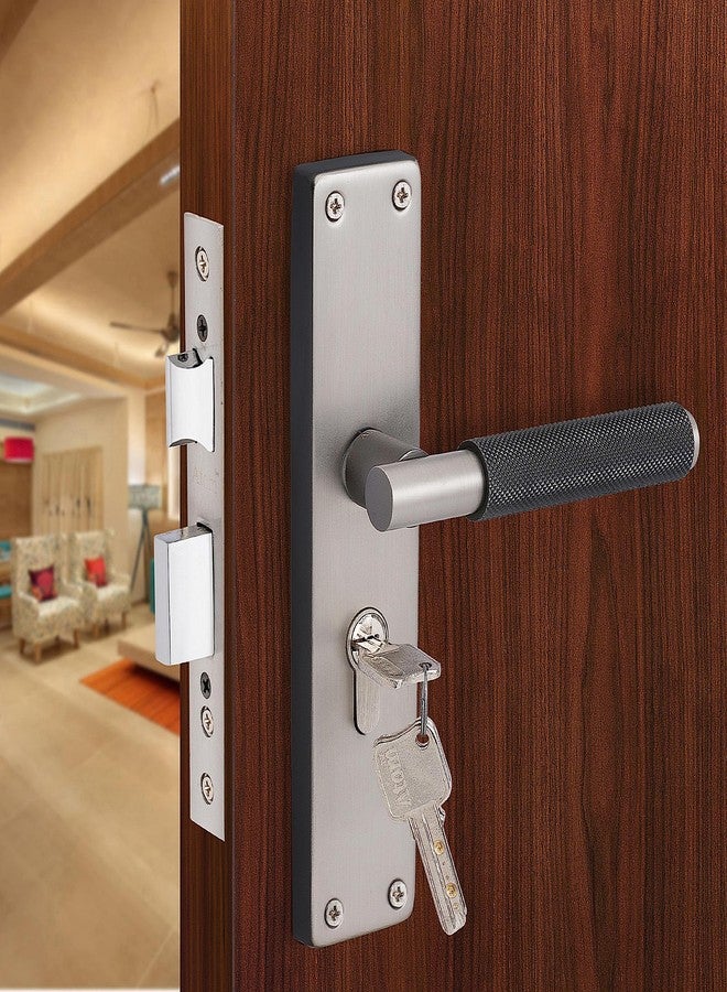 Atom 8 Inch Heavy Duty Mortise Door Lock with Both Sided Key for Bedroom, Living Room, Main Door, Black-Silver Finish | 3 Keys | Lockset for House Hotel Office (MIA-D-CYBSK) - Image 1