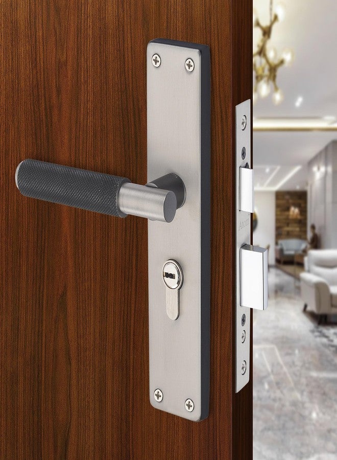 Atom 8 Inch Heavy Duty Mortise Door Lock with Both Sided Key for Bedroom, Living Room, Main Door, Black-Silver Finish | 3 Keys | Lockset for House Hotel Office (MIA-D-CYBSK) - Image 3