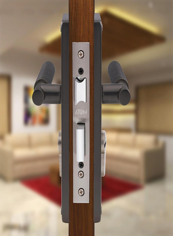 Atom 8 Inch Heavy Duty Mortise Door Lock with Both Sided Key for Bedroom, Living Room, Main Door, Black-Silver Finish | 3 Keys | Lockset for House Hotel Office (MIA-D-CYBSK) - Image 4