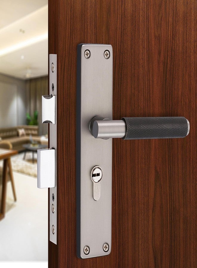 Atom 8 Inch Heavy Duty Mortise Door Lock with Both Sided Key for Bedroom, Living Room, Main Door, Black-Silver Finish | 3 Keys | Lockset for House Hotel Office (MIA-D-CYBSK) - Image 2
