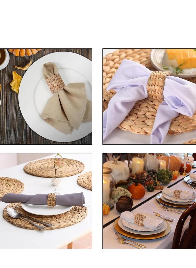 Handmade Water Hyacinth Napkin Rings Set of 6 for Farmhouse Table Decor - Rustic Fall Napkin Holders for Thanksgiving, Christmas, Wedding Decorations  - Image 4
