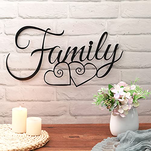 Ferraycle Metal Family Wall Decor Art Rustic Hanging Decoration Sign Family Signs Home Wall Decor for Living Room Bedroom Dining Room KitchenBlack