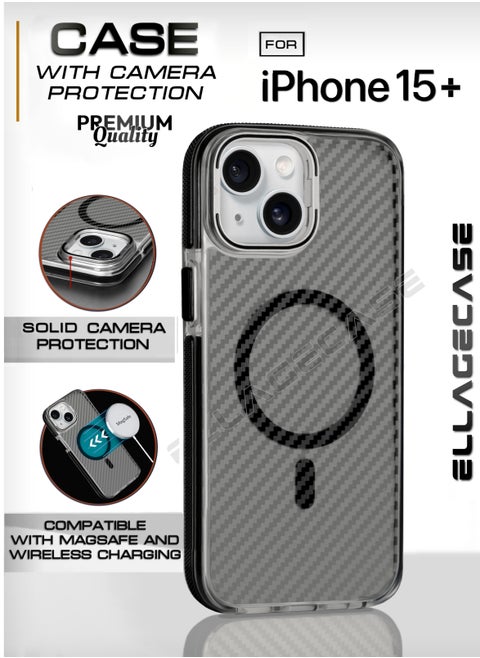 Case with stand for iPhone 15 Plus, Solid Camera Protection, Shockproof, Compatible with Magsafe and Wireless Charging