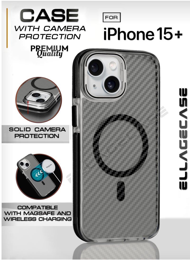 ELLAGECASE - Case with stand for iPhone 15 Plus, Solid Camera Protection, Shockproof, Compatible with Magsafe and Wireless Charging - Image 1
