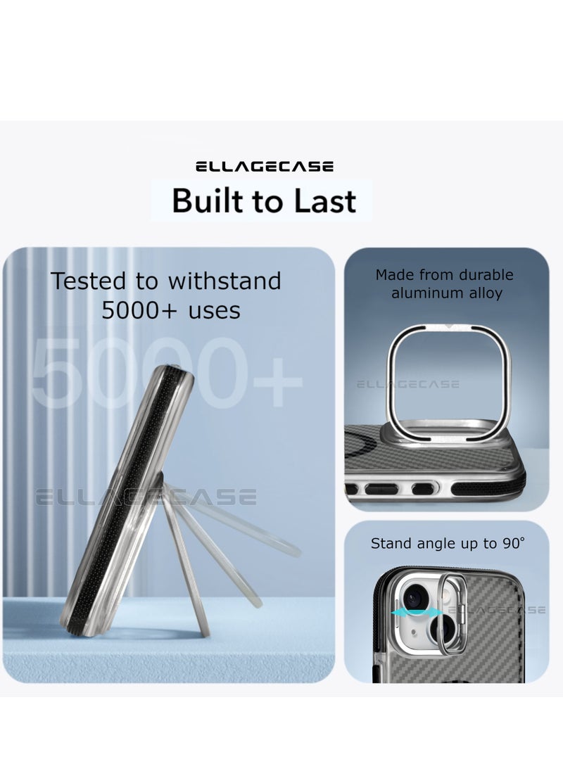 ELLAGECASE - Case with stand for iPhone 15 Plus, Solid Camera Protection, Shockproof, Compatible with Magsafe and Wireless Charging - Image 1