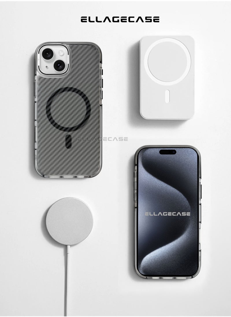 ELLAGECASE - Case with stand for iPhone 15 Plus, Solid Camera Protection, Shockproof, Compatible with Magsafe and Wireless Charging - Image 1