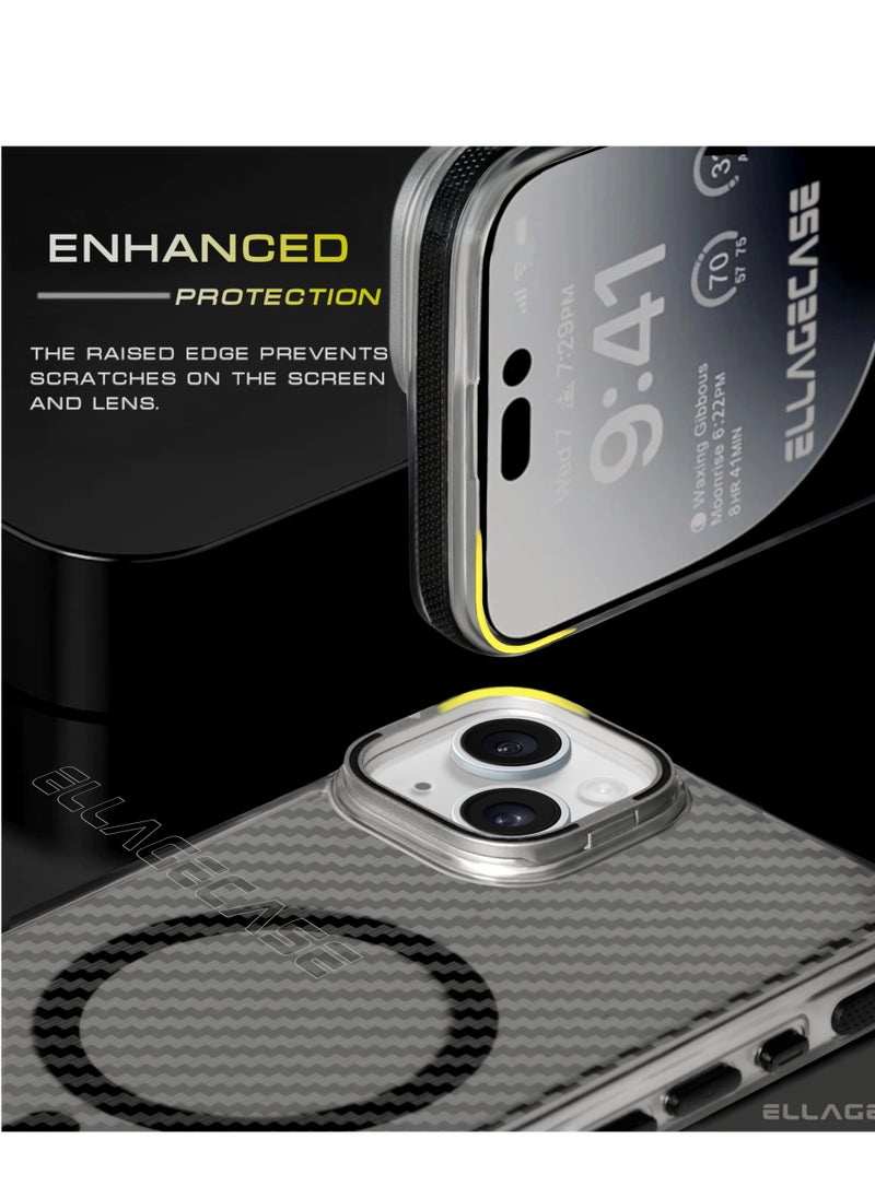 ELLAGECASE - Case with stand for iPhone 15 Plus, Solid Camera Protection, Shockproof, Compatible with Magsafe and Wireless Charging - Image 1