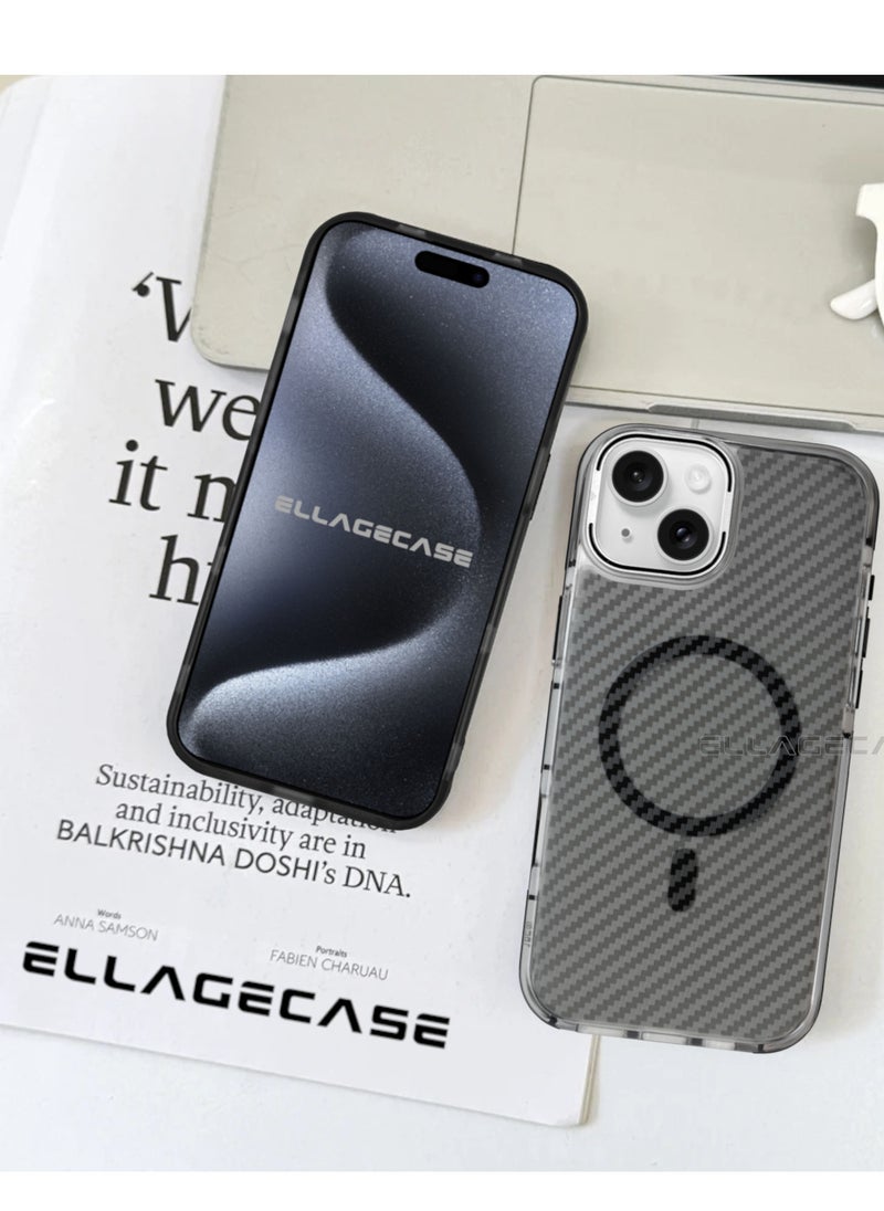 ELLAGECASE - Case with stand for iPhone 15 Plus, Solid Camera Protection, Shockproof, Compatible with Magsafe and Wireless Charging - Image 1