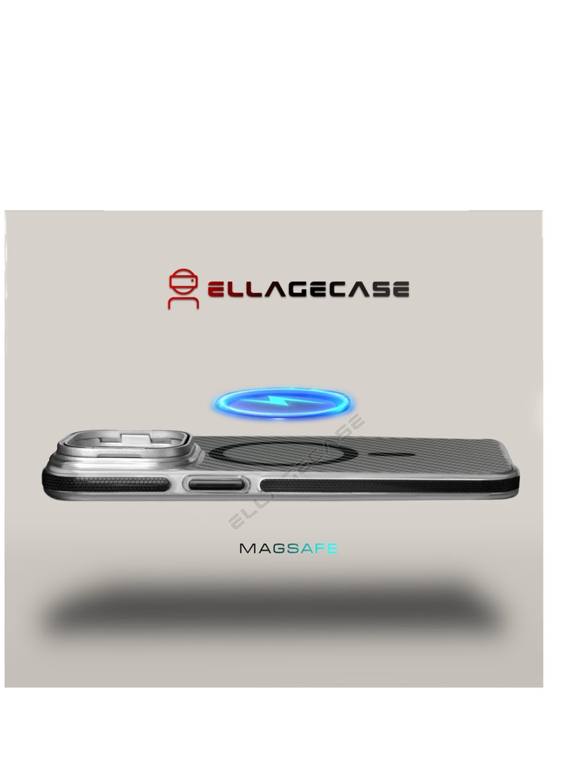 ELLAGECASE - Case with stand for iPhone 15 Plus, Solid Camera Protection, Shockproof, Compatible with Magsafe and Wireless Charging - Image 1