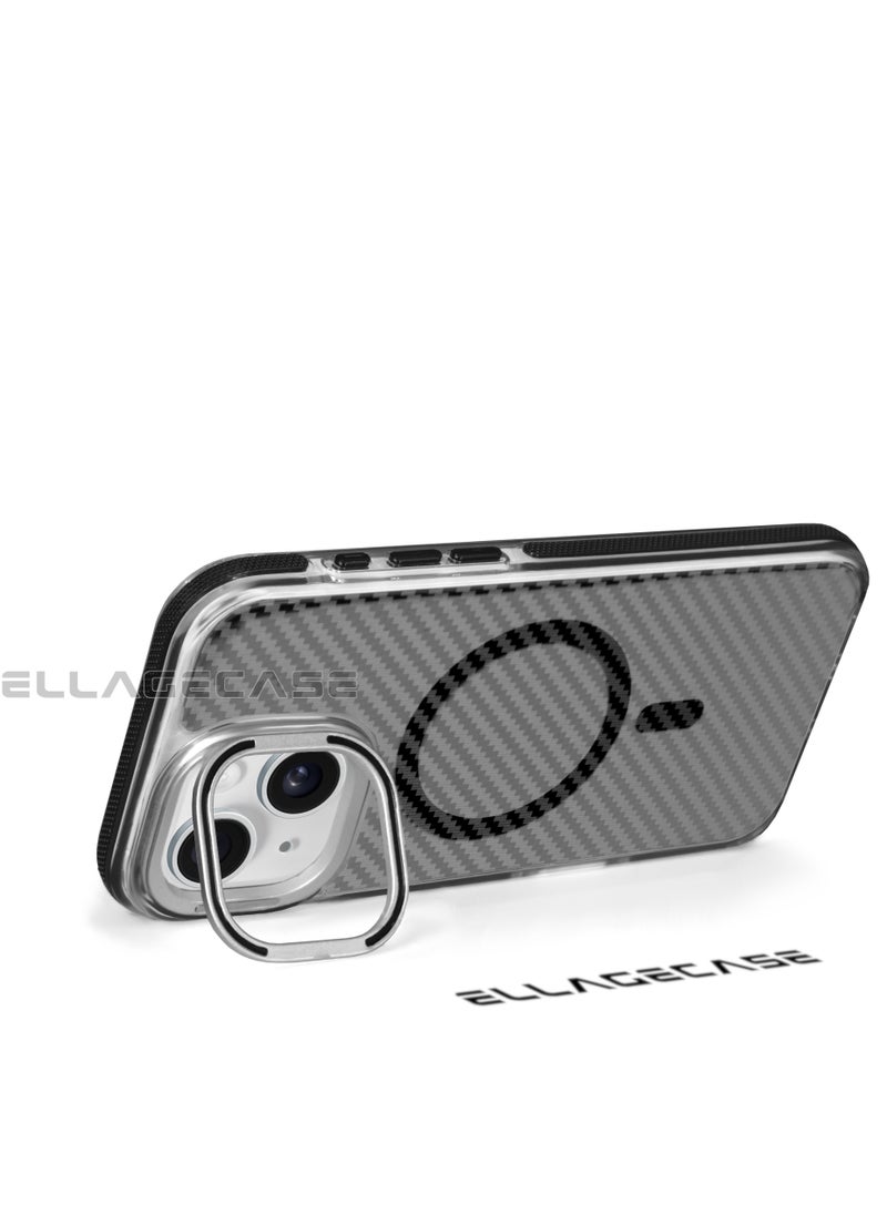 ELLAGECASE - Case with stand for iPhone 15 Plus, Solid Camera Protection, Shockproof, Compatible with Magsafe and Wireless Charging - Image 1