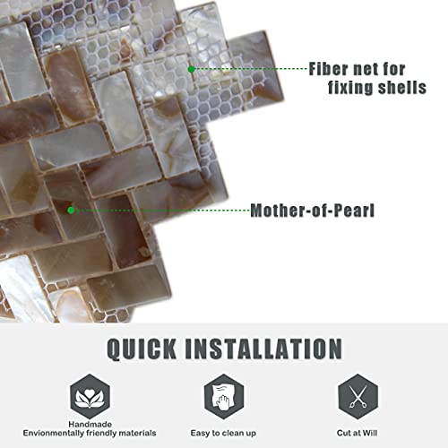 MOP Pearl Shell Mosaic Herringbone Tile, are Used for Kitchen Backsplashes and Bathroom Tile, 11"x12.5" Colorful (6 Pack) - Image 5