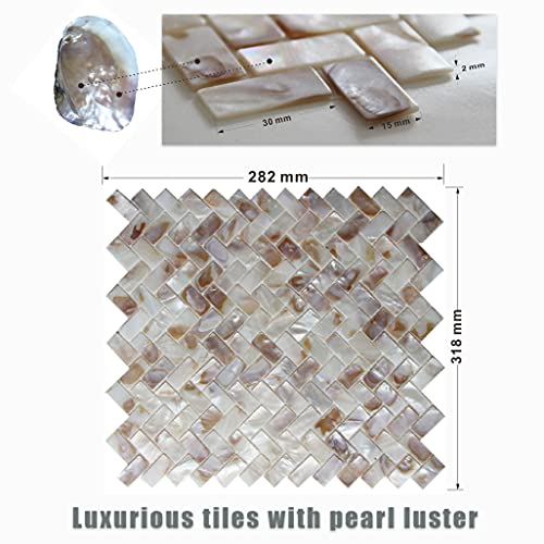 MOP Pearl Shell Mosaic Herringbone Tile, are Used for Kitchen Backsplashes and Bathroom Tile, 11"x12.5" Colorful (6 Pack) - Image 2
