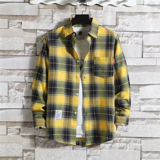 Spring and Autumn Thin Plaid Long-sleeved Shirt Mens Loose Ins Fashionable Korean Style Shirt Mens Work Clothes for Construction Site Yellow 6669 - pzsku/ZD08BB77F2FCAD2CDBF5FZ/45/1746228067/8fae2828-86be-4083-ac1e-db5133c519a7