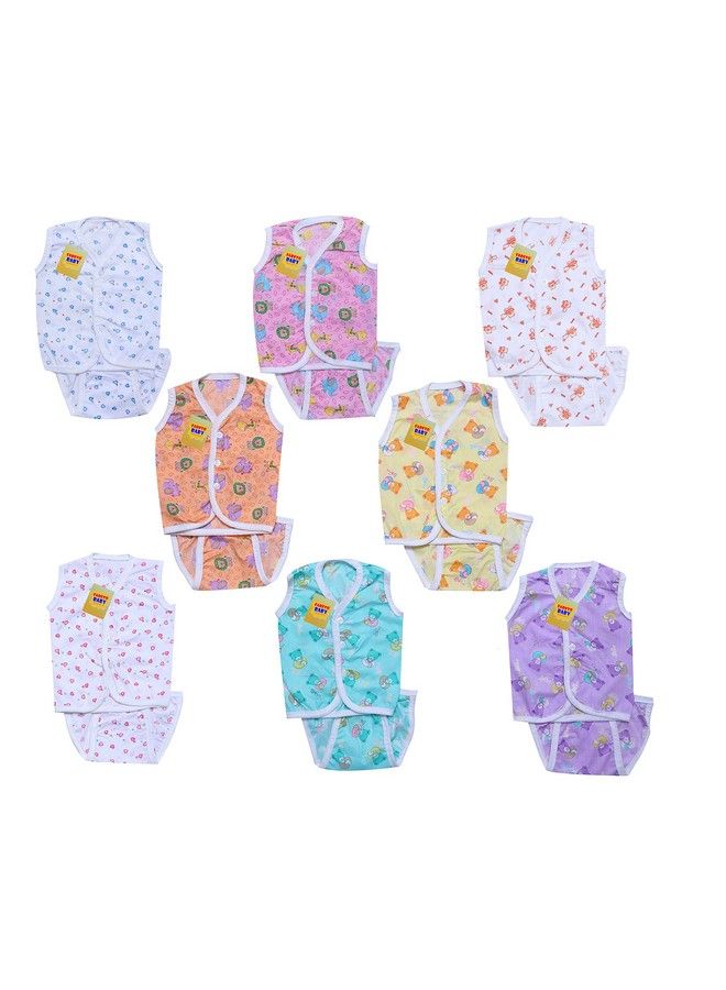 FARETO New Born Baby Unisex Jhabla Set With Single Layer Matching Cloth Diapers Vest Set With Indian Style Tying Langots Nappy Set Of 8(8 Jhablas & 8 Nappies)(06 Monthssize L12 Inchs B10 Inchs) - Image 2