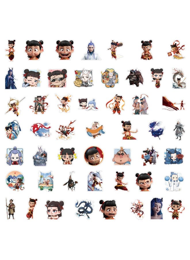 NIBEMINENT 50 Pcs Cartoon Nezha Deco Kit Waterproof Stickers, High Definition Printing Bright Colors, Suitable for Laptop Skateboard Luggage Water Bottle Guitar DIY - Image 3
