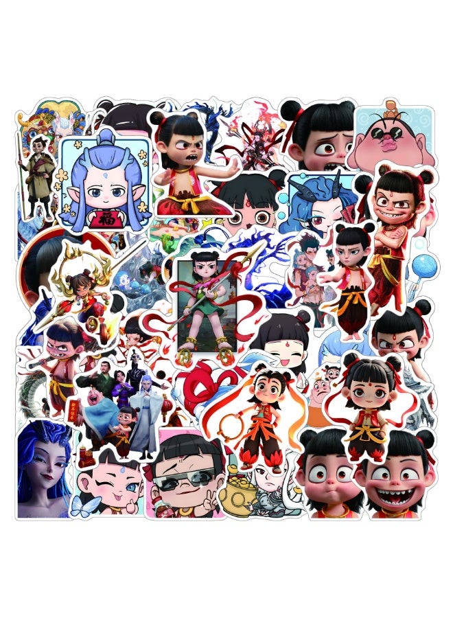 NIBEMINENT 50 Pcs Cartoon Nezha Deco Kit Waterproof Stickers, High Definition Printing Bright Colors, Suitable for Laptop Skateboard Luggage Water Bottle Guitar DIY - Image 2