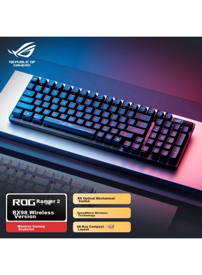 Rog Ranger 2 Rx 98 Wireless Edition Mechanical Keyboard, Tri-mode Gaming Keyboard, 96-key Layout, Optical Switch Mechanical Red Switches, Rgb Backlit Keyboard, Pbt Version - Image 1