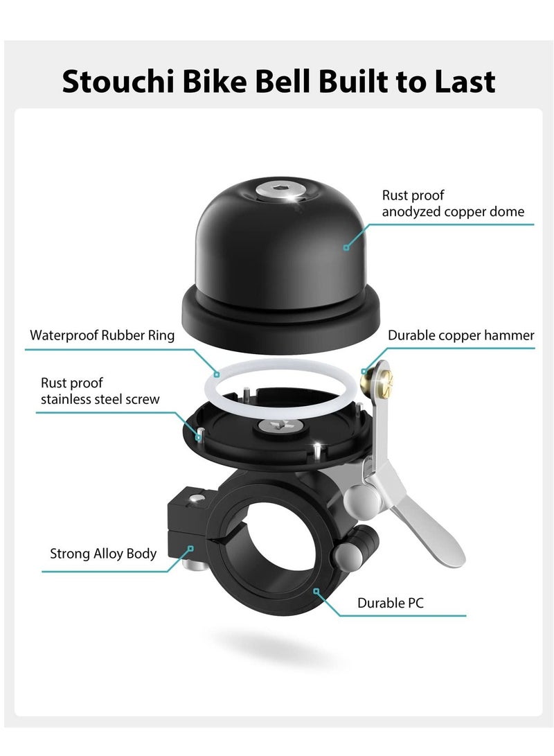 Excefore Bicycle Bell for Apple AirTag, Bike Mount with AirTag GPS Tracker Waterproof Classic Brass Holder Hides Air Tag Under Bike Bell Anti-Theft (Fits 0.87 to 1 Inch Bicycle Handlebars, Black) - Image 2