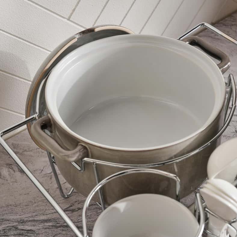 Pan Home طقم حساء بيتروبيلا من الخزف الحجري 15 قطعة - رمادي فاتح - Image 5