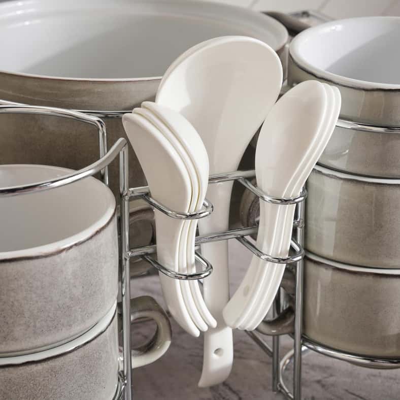 Pan Home طقم حساء بيتروبيلا من الخزف الحجري 15 قطعة - رمادي فاتح - Image 4