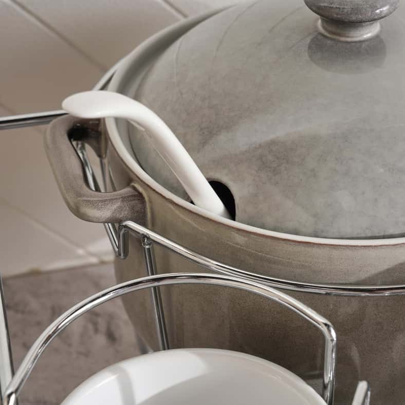 Pan Home طقم حساء بيتروبيلا من الخزف الحجري 15 قطعة - رمادي فاتح - Image 3