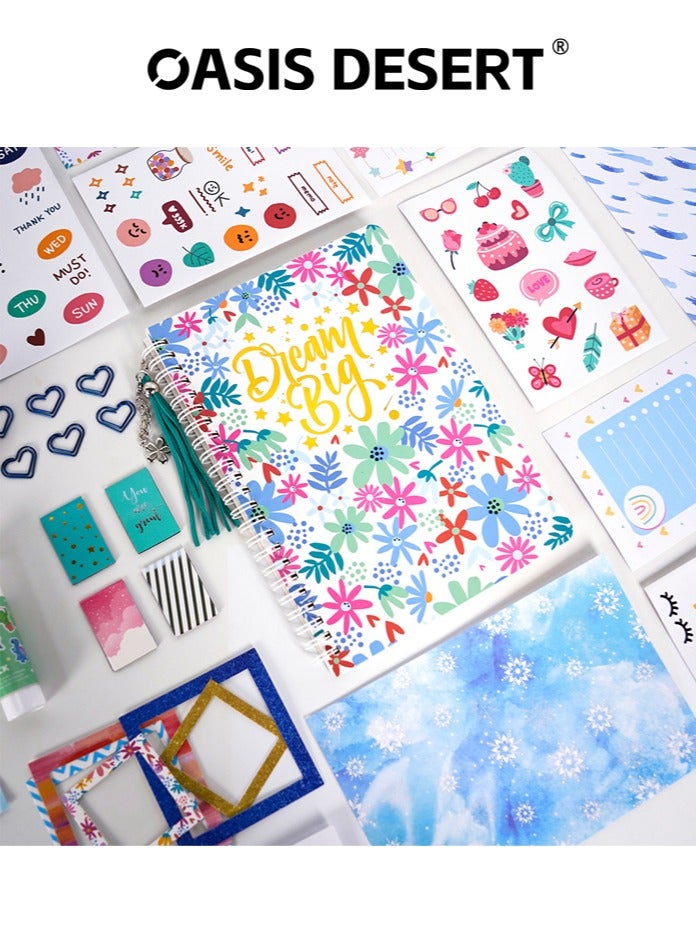 OASIS DESERT DIY Diary Notebook Set Children's Blue Hand Drawn Stickers Stationery Gift Box Scrapbook Thin Stationery Set - Image 5