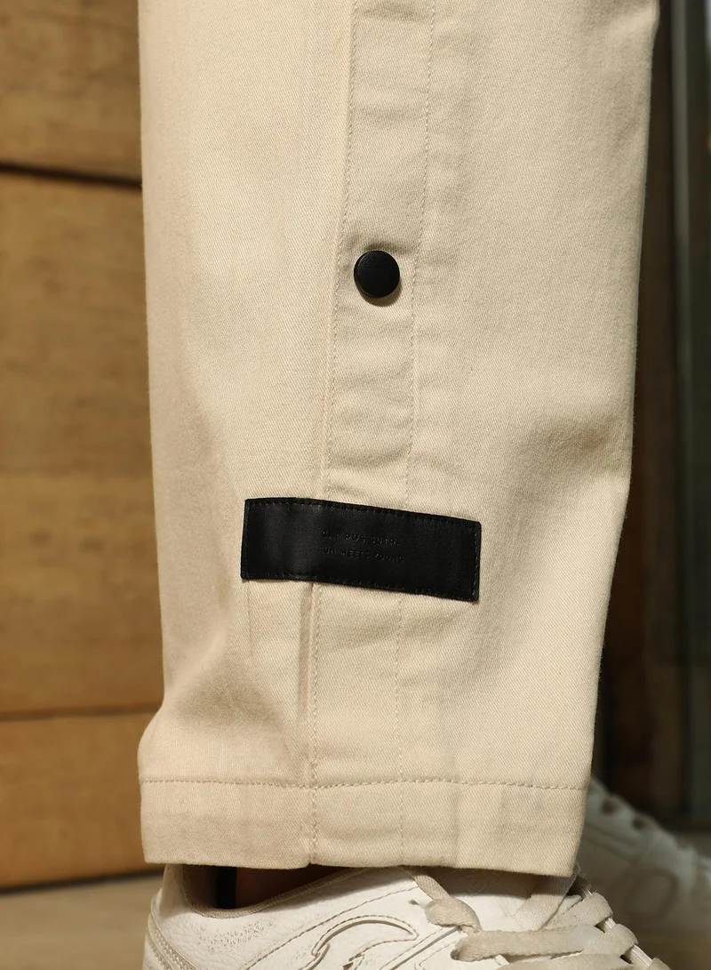 CAHOOT  Men's Off-White Side-Snap Straight Trousers for Men | Best Price UAE