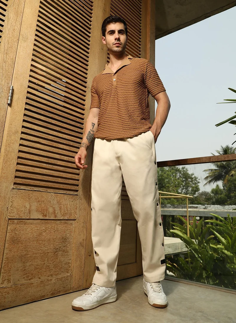 CAHOOT  Men's Off-White Side-Snap Straight Trousers for Men | Best Price UAE