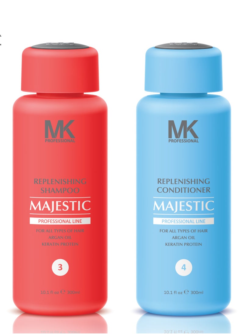 Majestic Keratin - MK Replenishing Shampoo and conditioner 300ml set - Image 1
