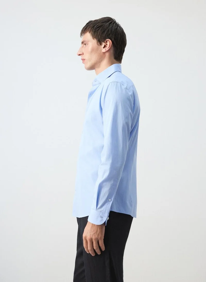 Mango Man  100% cotton striped slim-fit shirt for Men | Best Price UAE