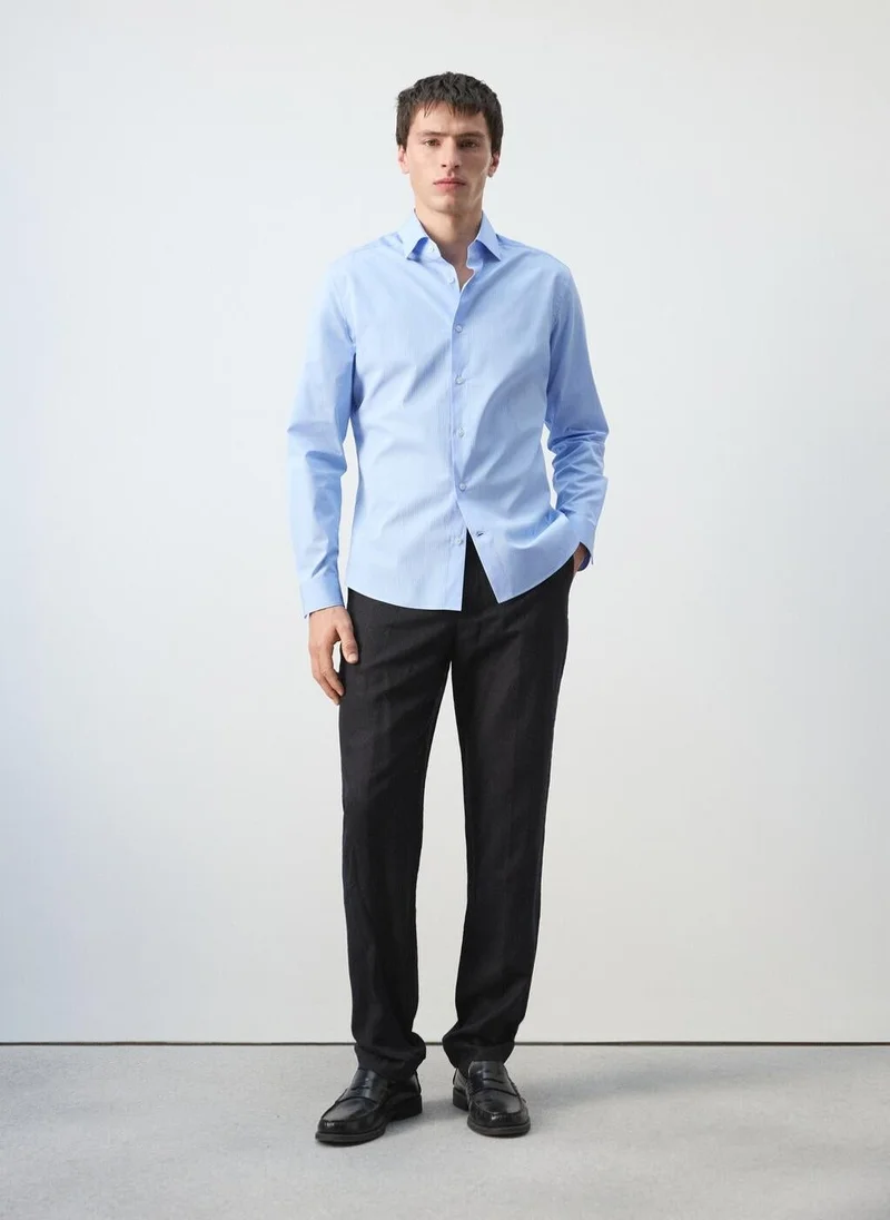 Mango Man  100% cotton striped slim-fit shirt for Men | Best Price UAE