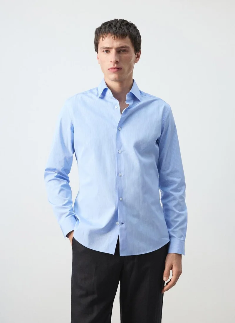 مانجو مان 100% cotton striped slim-fit shirt