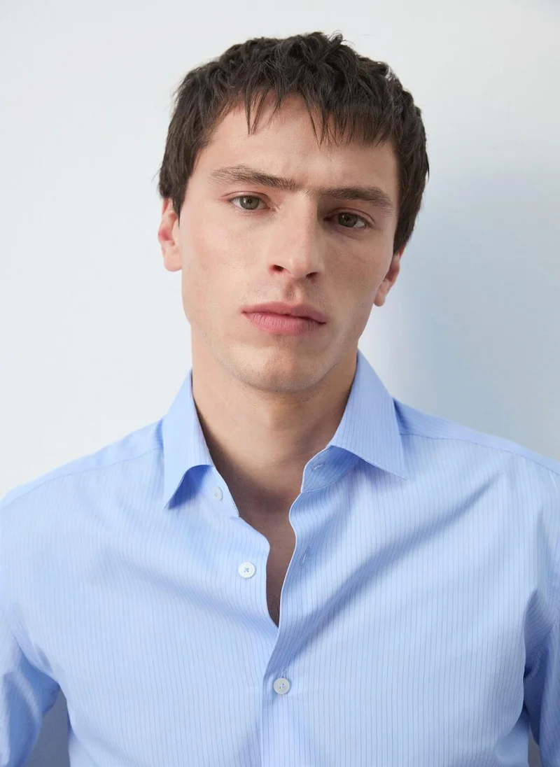 Mango Man  100% cotton striped slim-fit shirt for Men | Best Price UAE