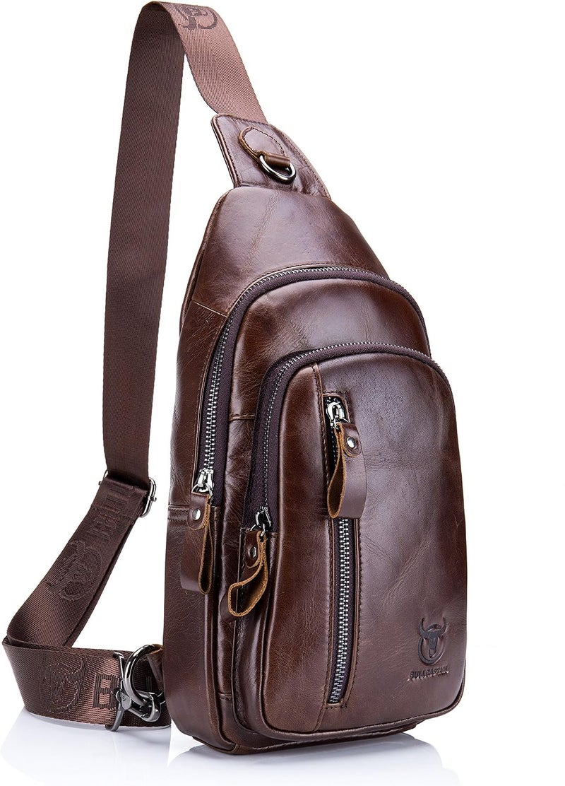 BULLCAPTAIN Leather Sling Bag - Crossbody Chest Bag for Outdoor and Business Use - Image 1